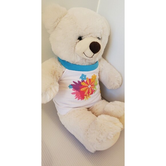 Build A Bear Workshop White Teddy Bear Plush Brown Nose 16" BAB Plush Tank Top - Picture 2 of 8